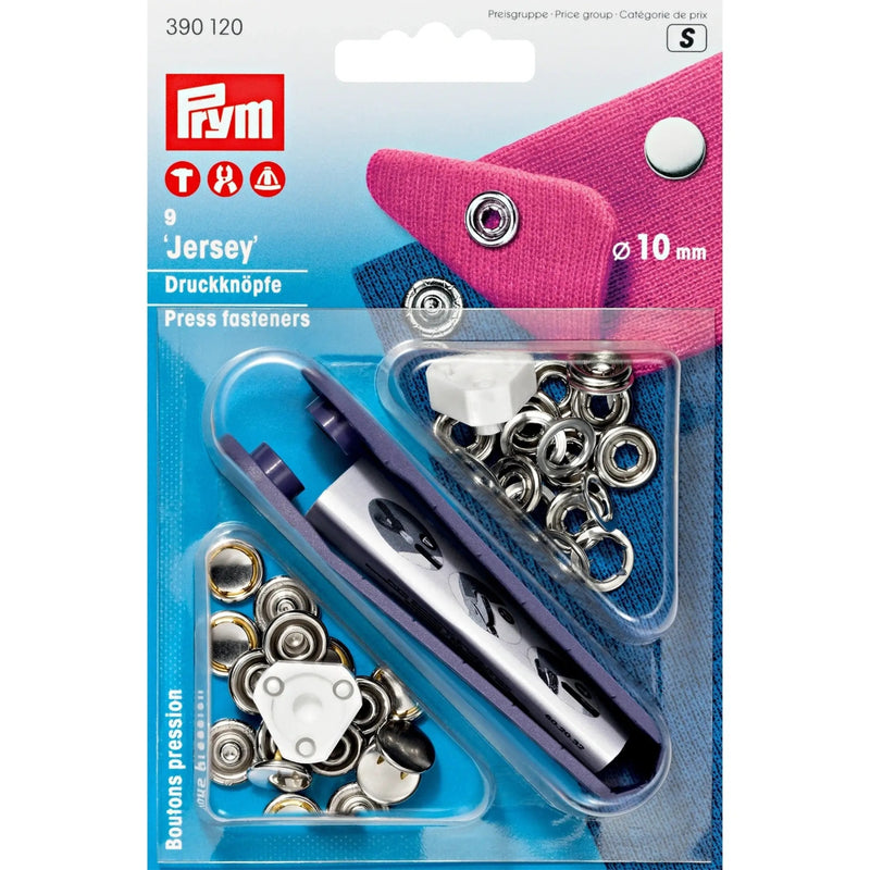 Cargue la imagen en el visor de la galería, 390120|Prym JERSEY 10 mm silver cap with tools 9pc