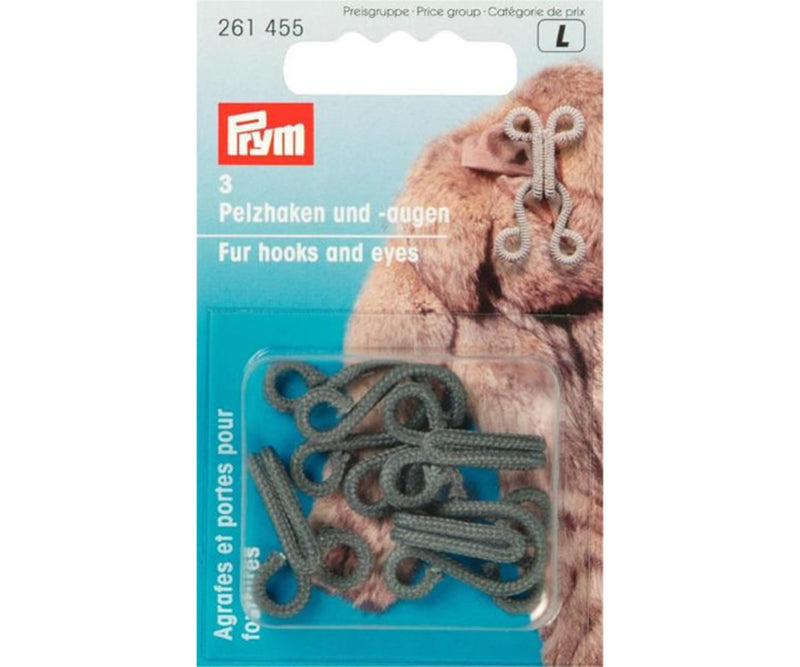 Load image into Gallery viewer, 261455|Prym Fur Hooks &amp; Eyes, Gray, 3 PC
