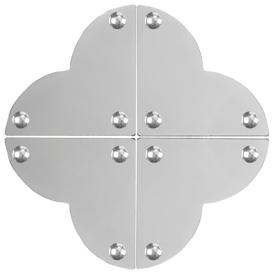 44793-65|Dritz Smooth Quatrefoil Corners, Large, Nickel, 4 pc