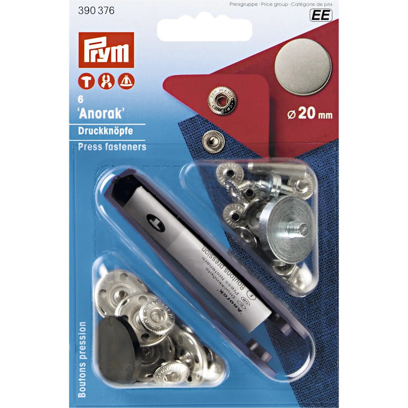 Cargue la imagen en el visor de la galería, 390376|Prym ANORAK 20 mm antique steel matte with tools 6pc