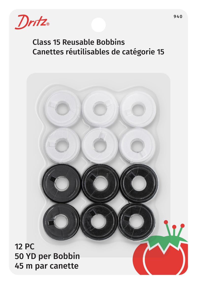 Chargez l'image dans la visionneuse de la galerie, 940|Dritz Class 15 Reusable Bobbins, Black &amp; White, 12 pc