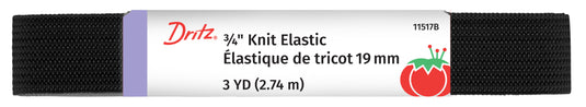 11517B|Dritz 3/4" Knit Elastic, 3 Yard, Black