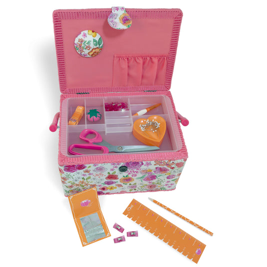 Z10459|Dritz Sewing Basket Kit, Pink & Orange, Large