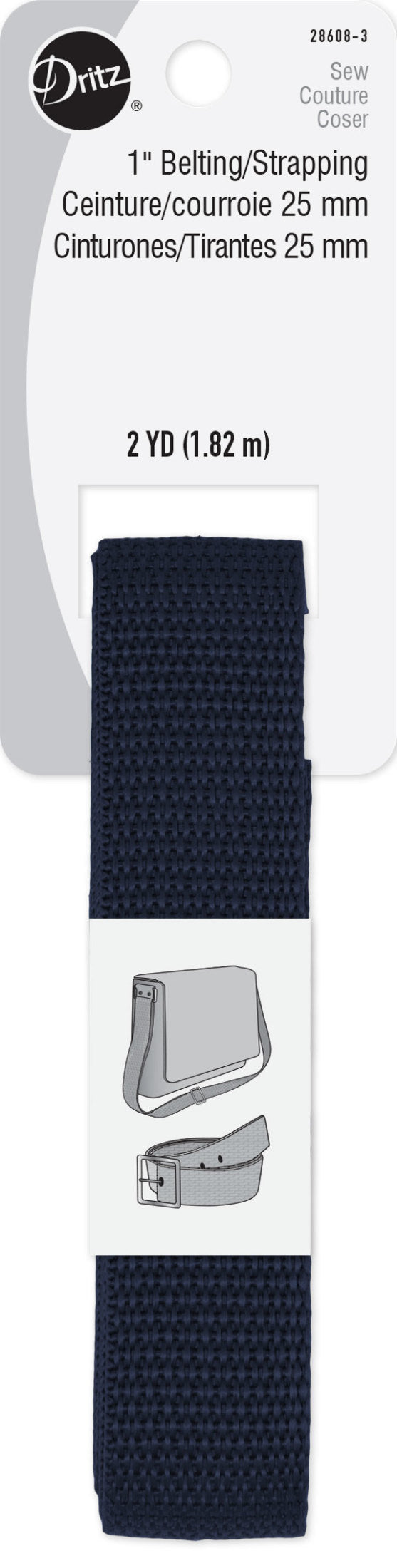 Load image into Gallery viewer, 28608-3|Dritz 1" Polypro Belting &amp; Strapping, Navy, 2 yd
