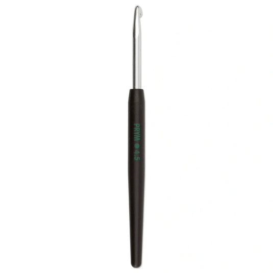195177|Prym 6" Crochet Hook, Aluminum with Soft Grip, 4.5mm