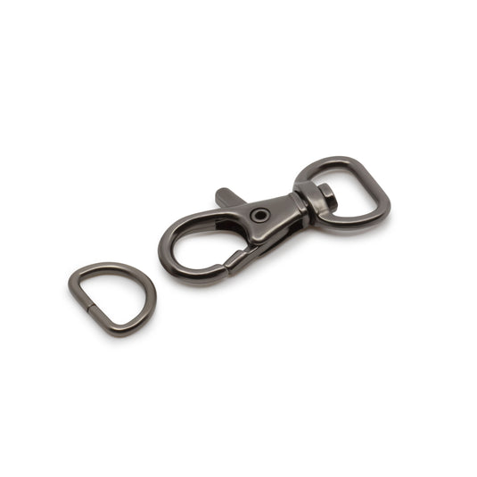728-33|Dritz 1/2" Swivel Hooks & D-Rings, Gunmetal, 12 Sets