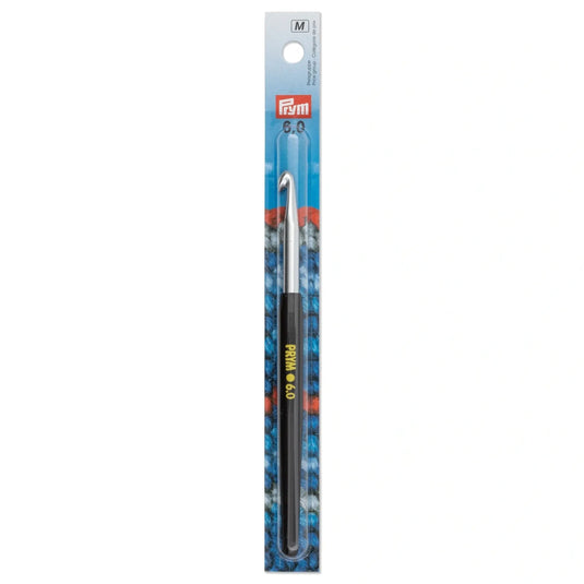 195179|Prym 6" Crochet Hook, Aluminum with Soft Grip, 6mm