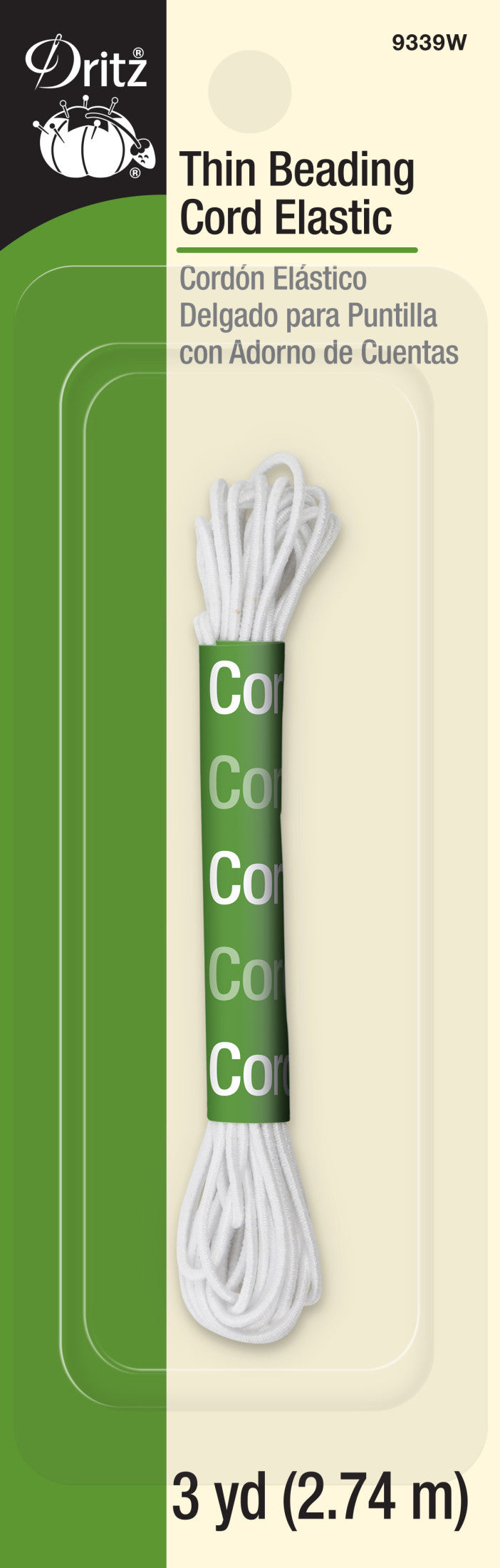 Load image into Gallery viewer, 9339W|Dritz Thin Beading Cord Elastic, White, 3 yd