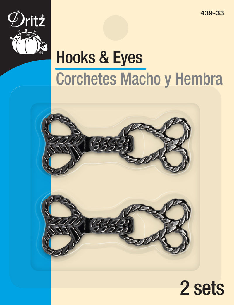 Chargez l'image dans la visionneuse de la galerie, 439-33|Dritz Decorative Hooks &amp; Eyes, 2 Sets, Gunmetal