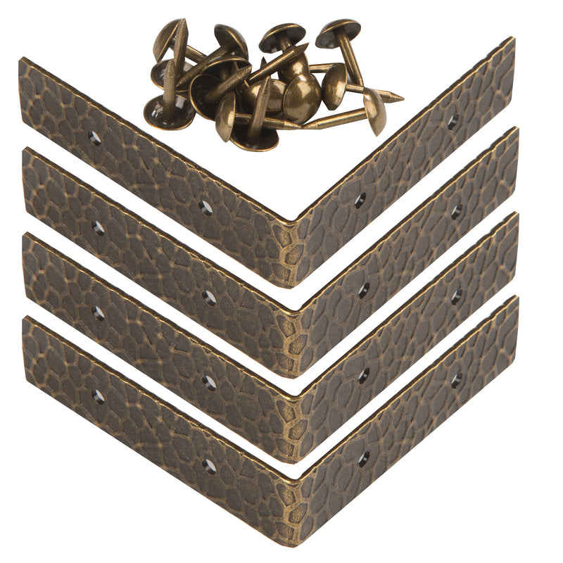 Load image into Gallery viewer, 44797-38|Dritz Textured Right Angle Corners, Large, Antique Brass, 4 pc
