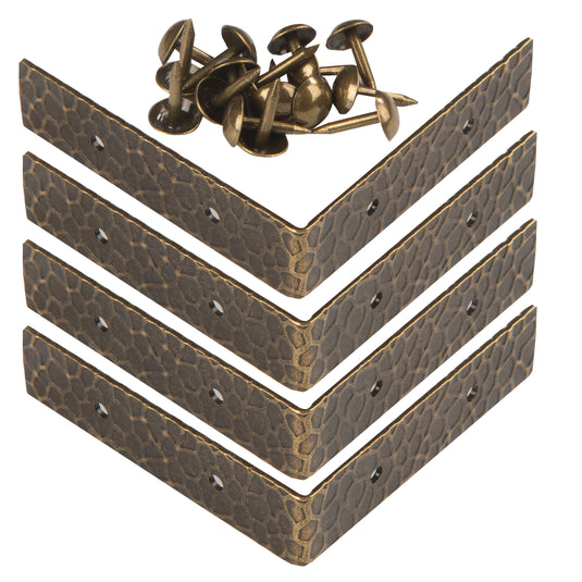 44797-38|Dritz Textured Right Angle Corners, Large, Antique Brass, 4 pc