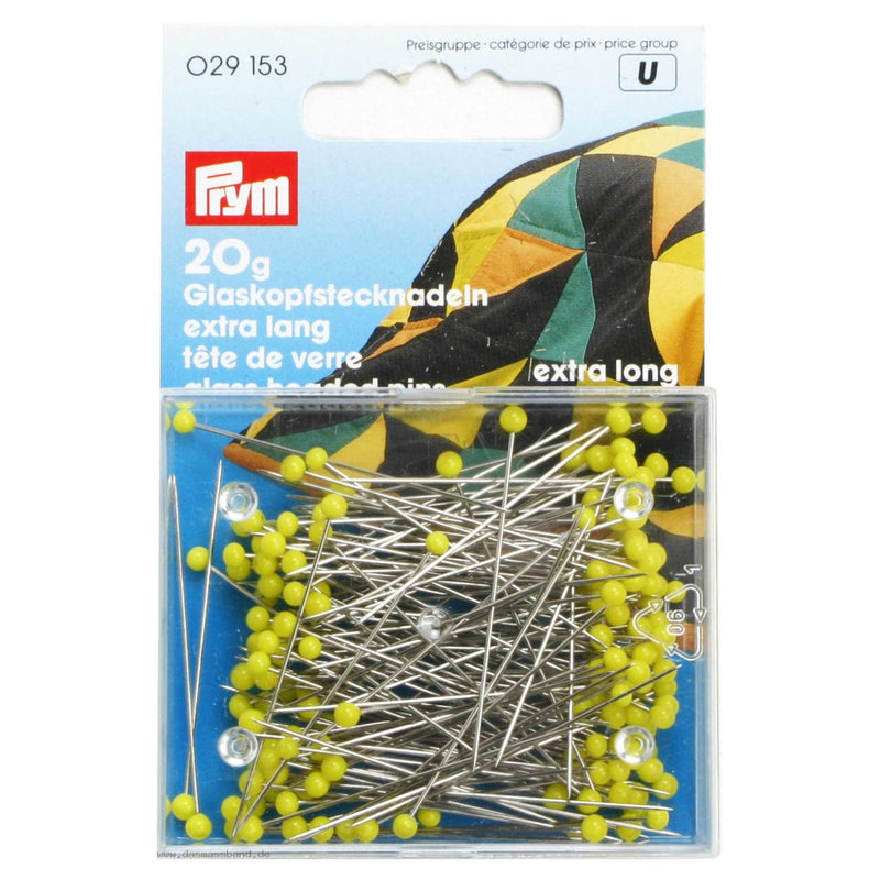 Load image into Gallery viewer, 029153|Prym 1-7/10" Extra-Long Glass Head Pins, Yellow