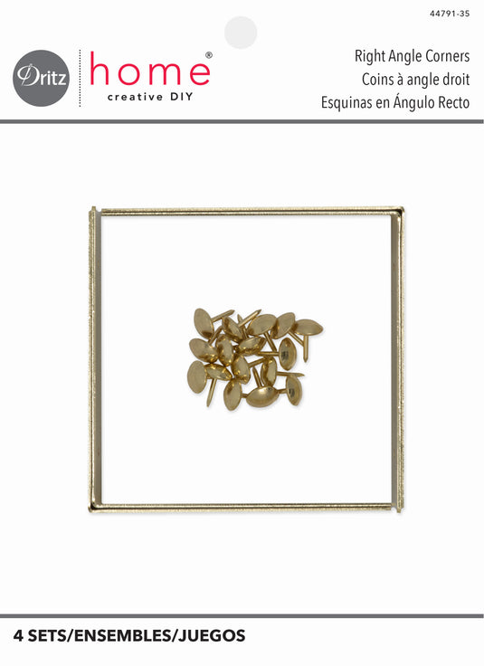 44791-35|Dritz Smooth Right Angle Corners, Large, Brass, 4 pc