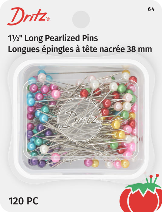 64|Dritz 1-1/2" Long Pearlized Pins, Assorted, 120 pc