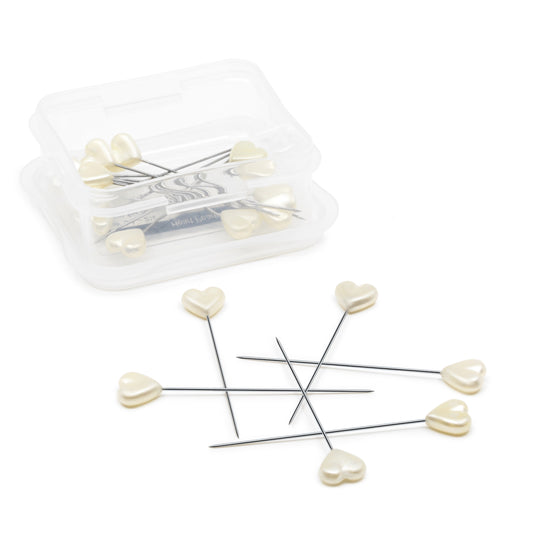 139|Dritz 2-1/8" Heart Pearlized Pins, White, 20 pc