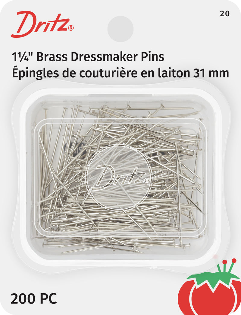 Load image into Gallery viewer, 20|Dritz 1-1/4" Brass Dressmaker Pins, Nickel, 200 pc