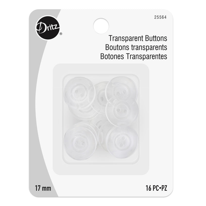 Load image into Gallery viewer, 25564|Dritz Transparent Buttons, 17mm, 16 pc
