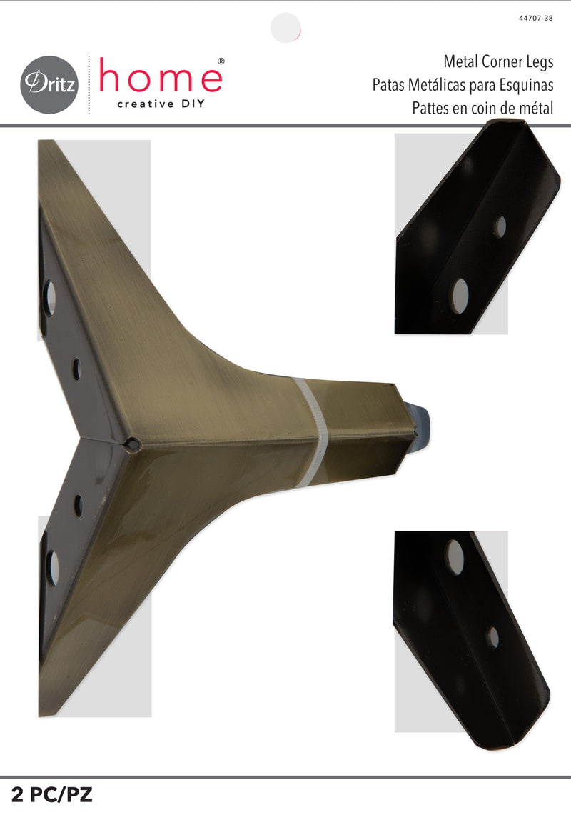 Chargez l'image dans la visionneuse de la galerie, 44707-38|Dritz Metal Corner Legs, Antique Brass, 2 pc