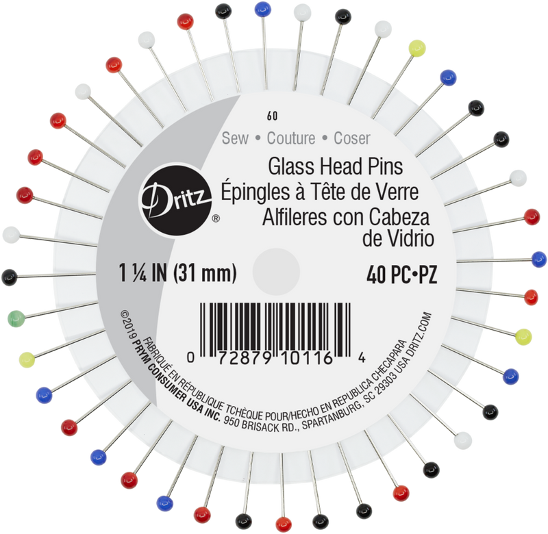 Chargez l'image dans la visionneuse de la galerie, 60|Dritz 1-1/4" Glass Head Pins, Assorted, 40 pc