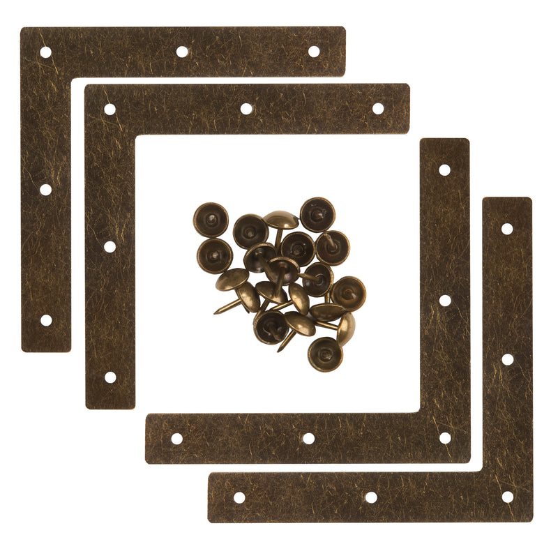 Load image into Gallery viewer, 44789-38|Dritz Smooth Campaign Hardware Corners, Large, Antique Brass, 4 pc