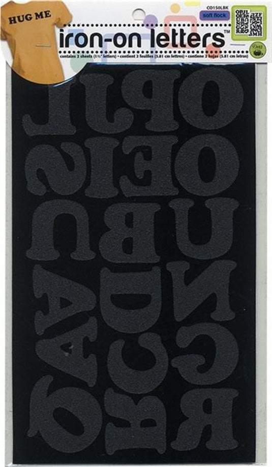 CO150LBK|Dritz Soft Flock Iron-On Letters, 1 Sheet, Black