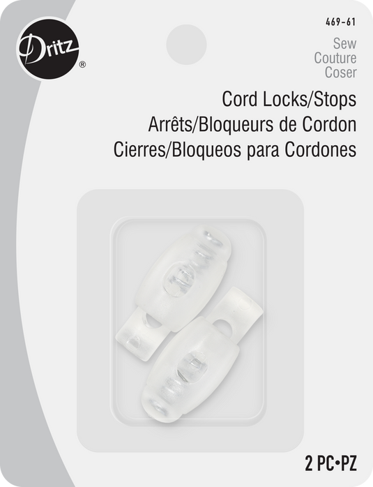 469-61|Dritz Cord Locks & Stops, Clear, 2 pc
