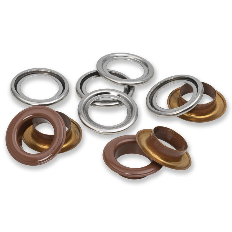 Load image into Gallery viewer, 542570|Prym Eyelets with washers 14 mm d.brown 15pc