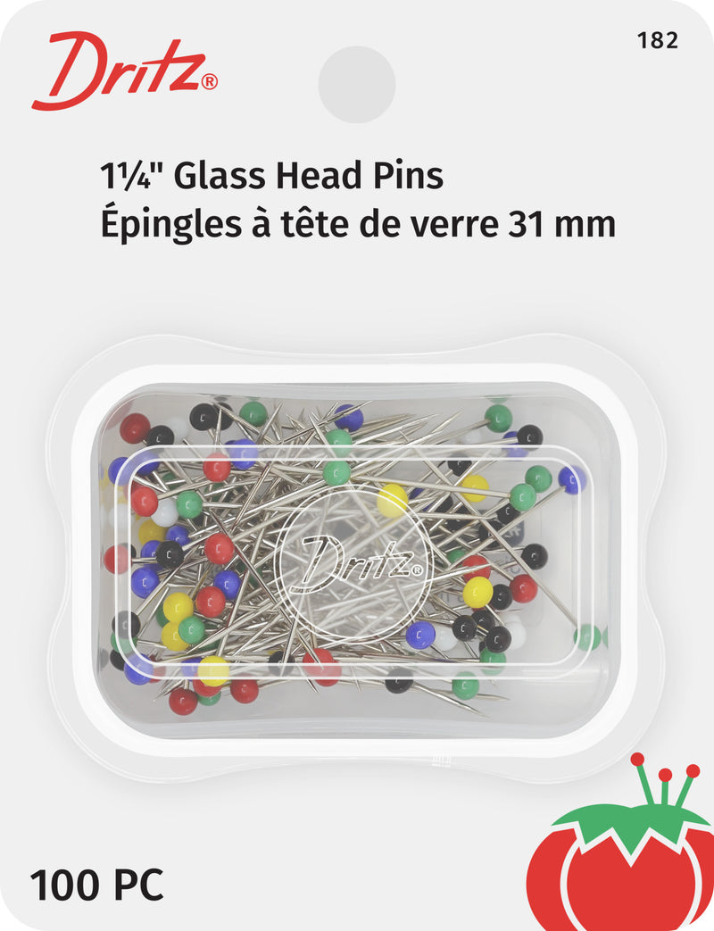 Chargez l'image dans la visionneuse de la galerie, 182|Dritz 1-1/4" Glass Head Pins, Assorted, 100 pc