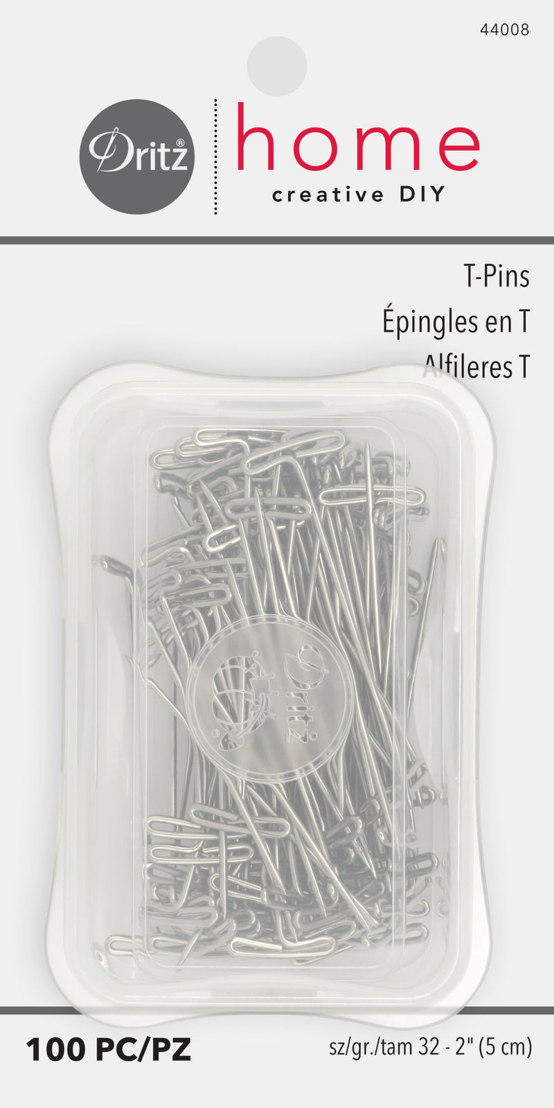 Load image into Gallery viewer, 44008|Dritz 2" T-Pins, Nickel, 100 pc