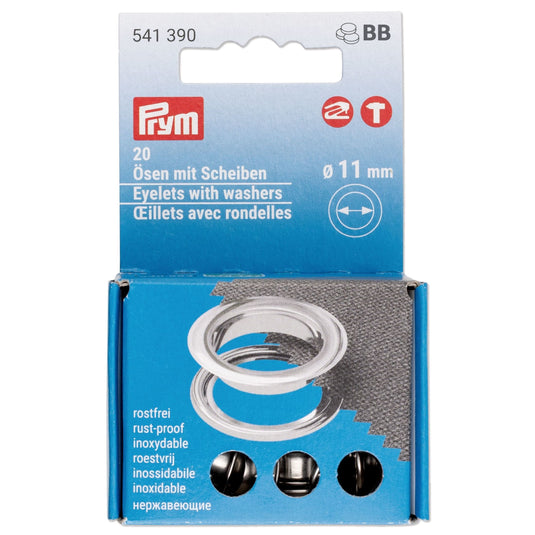 541390|Prym Eyelets with washers 11 mm Silver 20pc