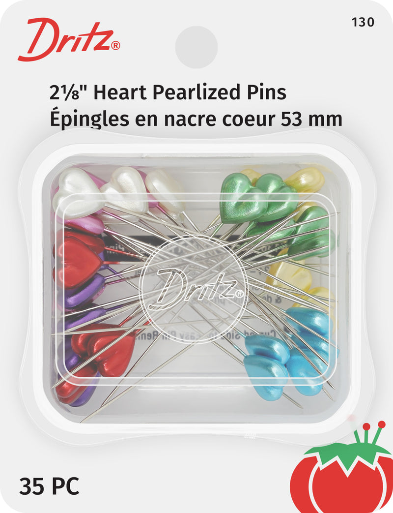 Cargue la imagen en el visor de la galería, 130|Dritz 2-1/8" Heart Pearlized Pins, Assorted, 35 pc
