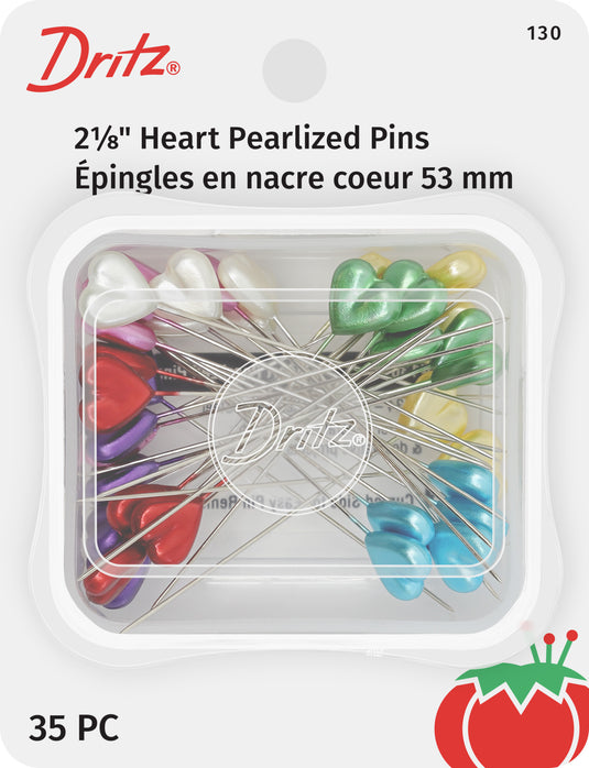 130|Dritz 2-1/8" Heart Pearlized Pins, Assorted, 35 pc