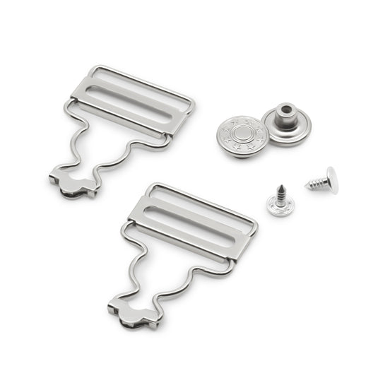 7-65|Dritz 1" Overall Buckles with No-Sew Buttons, Nickel, 2 pc