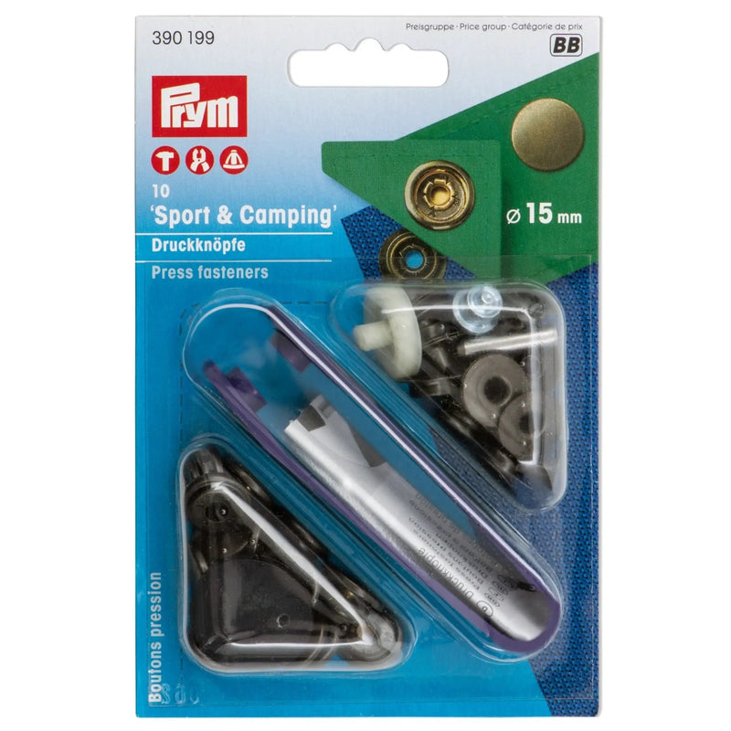 Cargue la imagen en el visor de la galería, 390199|Prym SPORT 15 mm antique brass with tools 10pc
