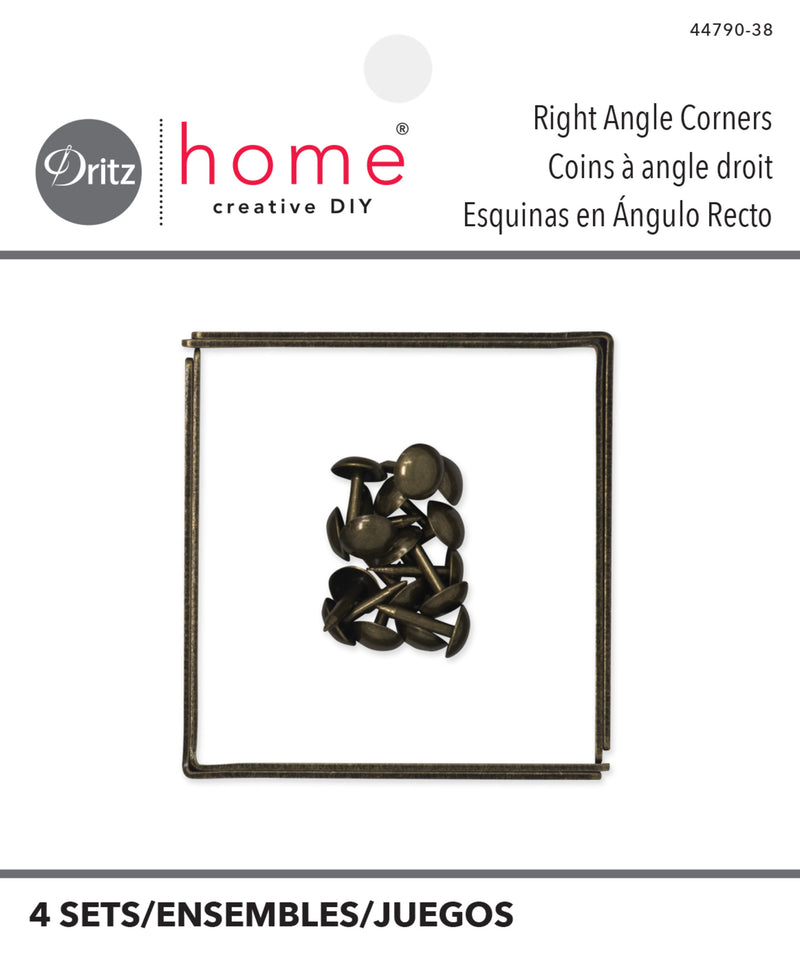 Chargez l'image dans la visionneuse de la galerie, 44790-38|Dritz Smooth Right Angle Corners, Small, Antique Brass, 4 pc