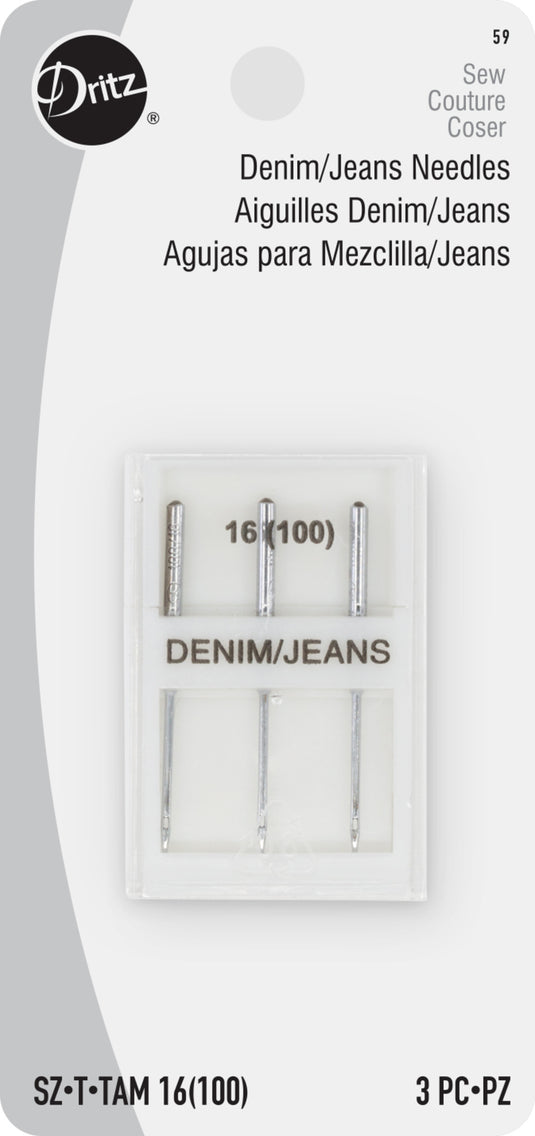 59|Dritz Denim/Jeans Machine Needles, Size 16 (100), 3 pc