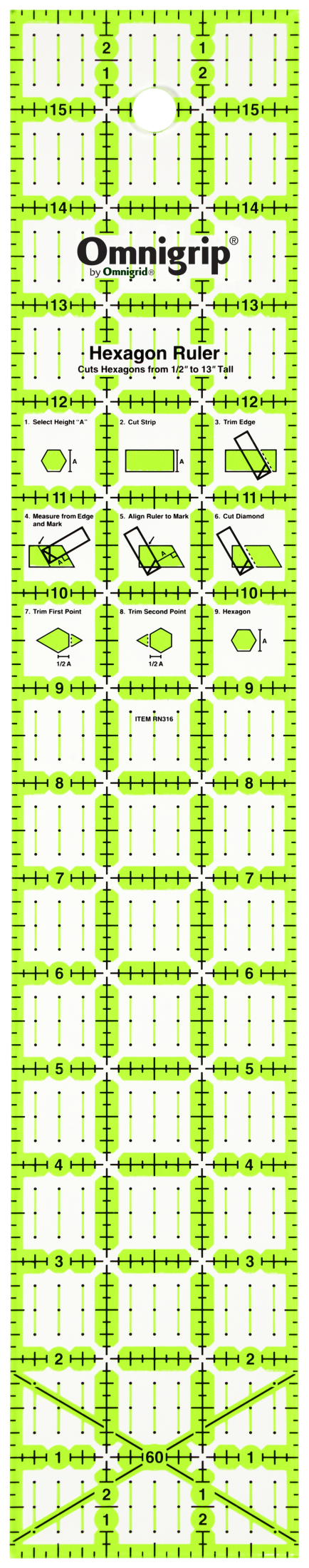 RN316|Omnigrid Omnigrip Non-Slip Hexagon Ruler, 3