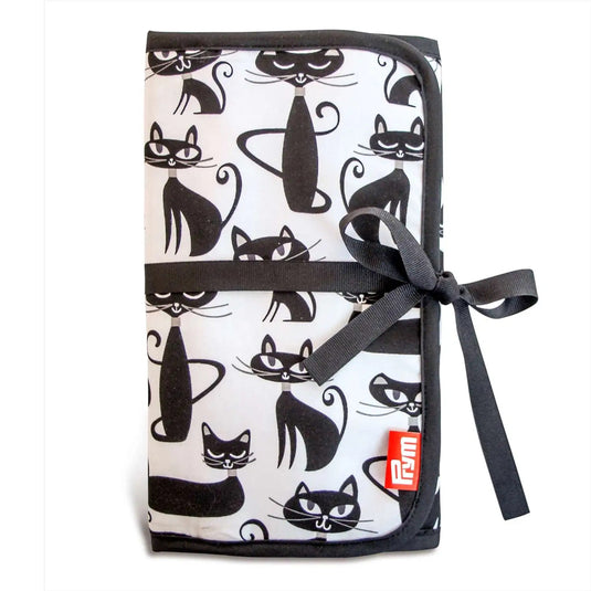 612088|Prym Needle & Crochet Hook Roll-Up Storage Case, Black Cats
