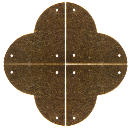 44792-38|Dritz Smooth Quatrefoil Corners, Small, Antique Brass, 4 pc
