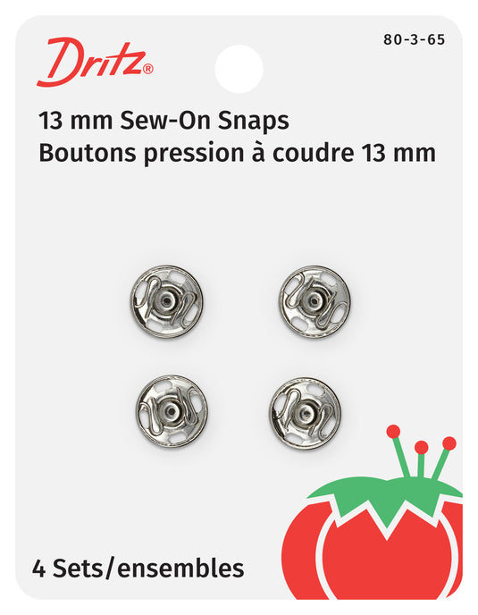 80-3-65|Dritz Sew-On Snaps, 4 Sets, Size 3, Nickel