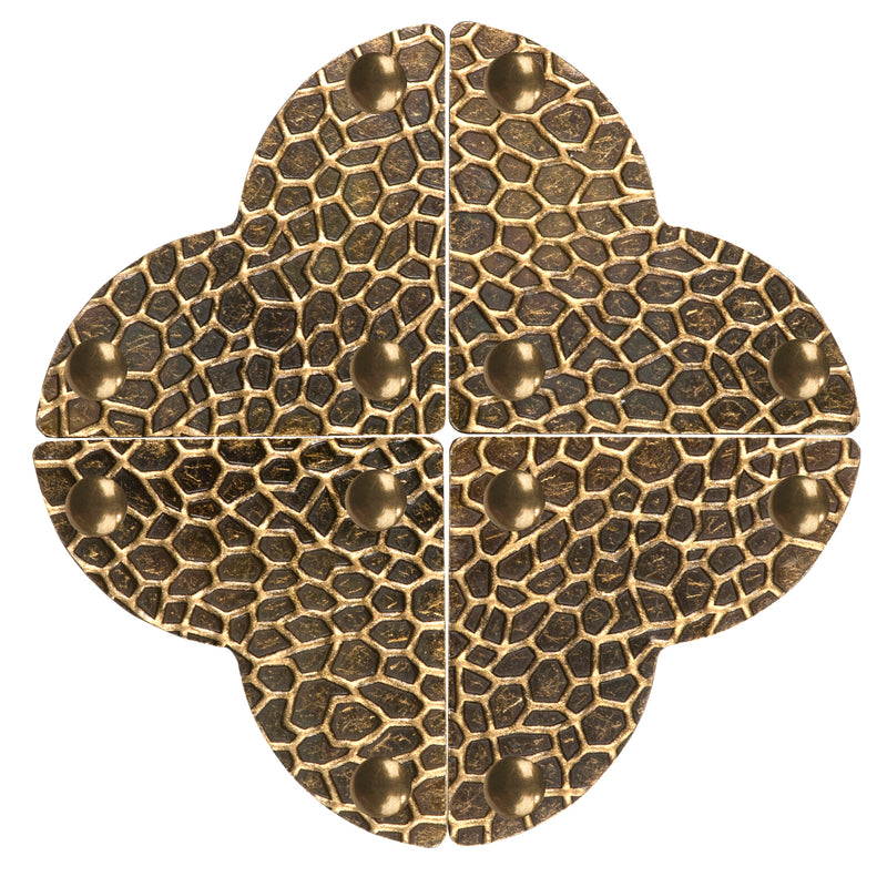 Load image into Gallery viewer, 44798-38|Dritz Textured Quatrefoil Corners, Small, Antique Brass, 4pc