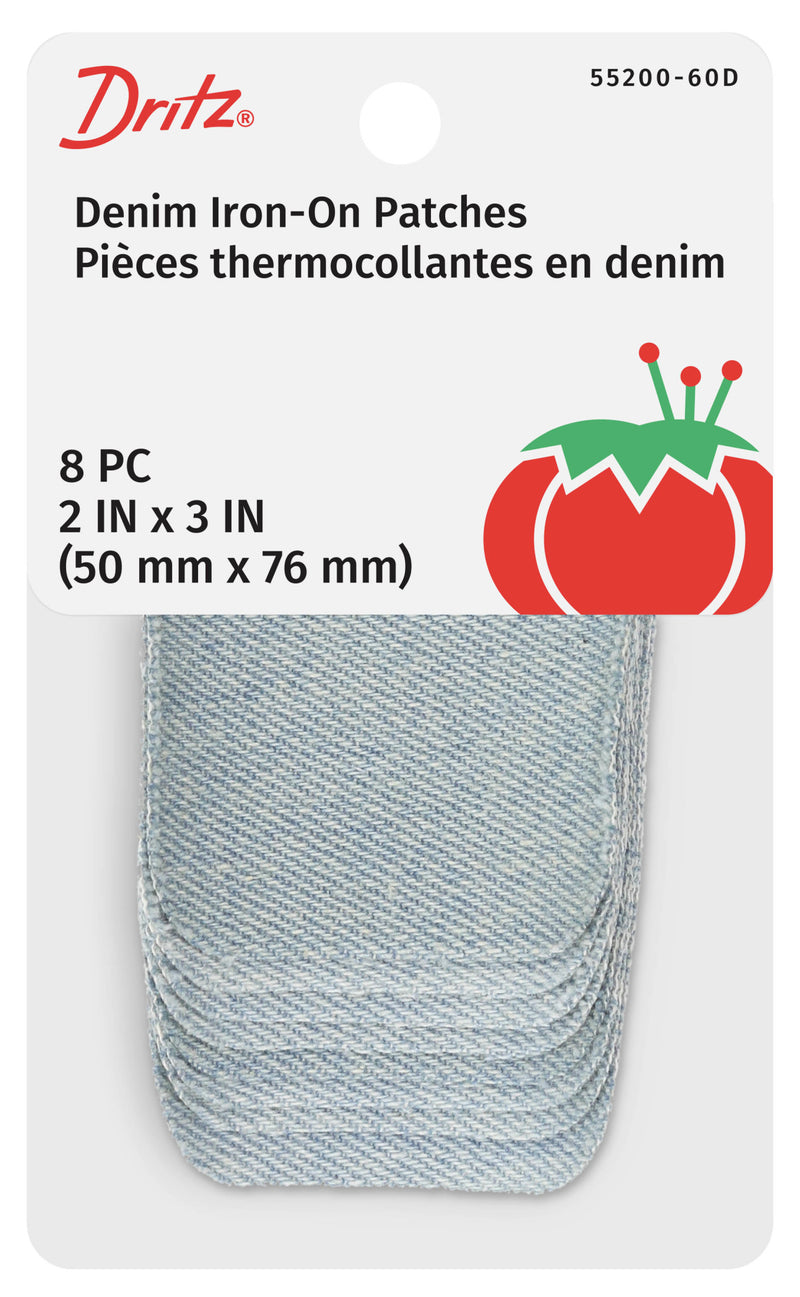 Cargue la imagen en el visor de la galería, 55200-60D|Dritz Denim Iron-On Patches, 2" x 3", 8 pc, Faded Blue