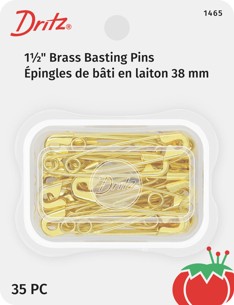 Load image into Gallery viewer, 1465|Dritz 1-1/2" Quilters Brass Safety Pins, Brass, 35 pc