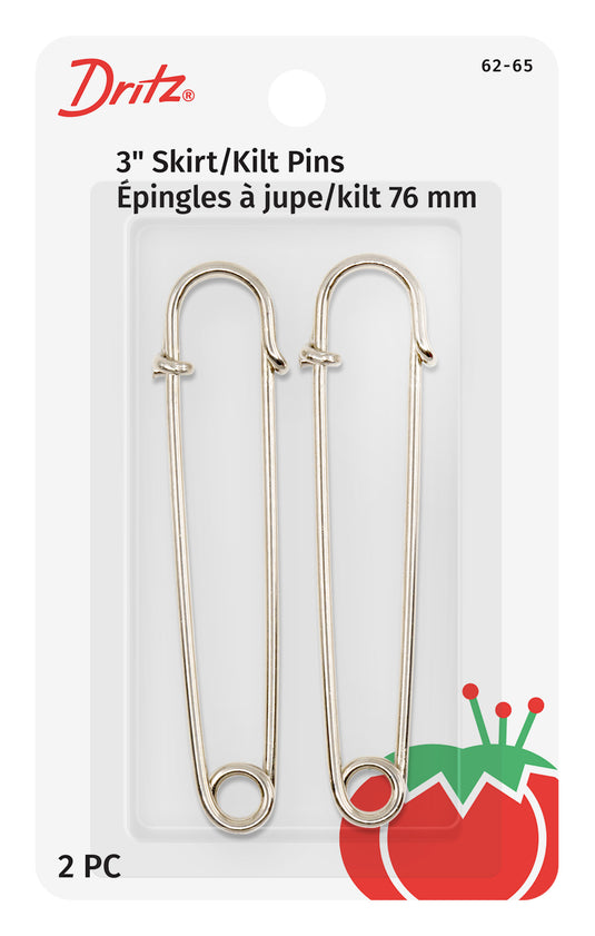 62-65|Dritz 3" Skirt/Kilt Pins, Nickel, 2 pc