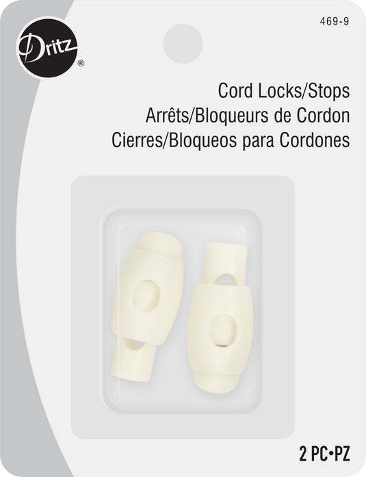 469-9|Dritz Cord Locks & Stops, White, 2 pc
