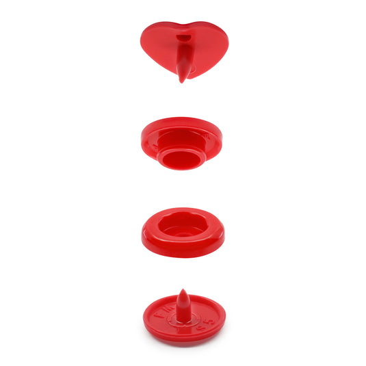 984-H-6|Dritz Plastic Color Heart Snaps, 12 Sets, Red
