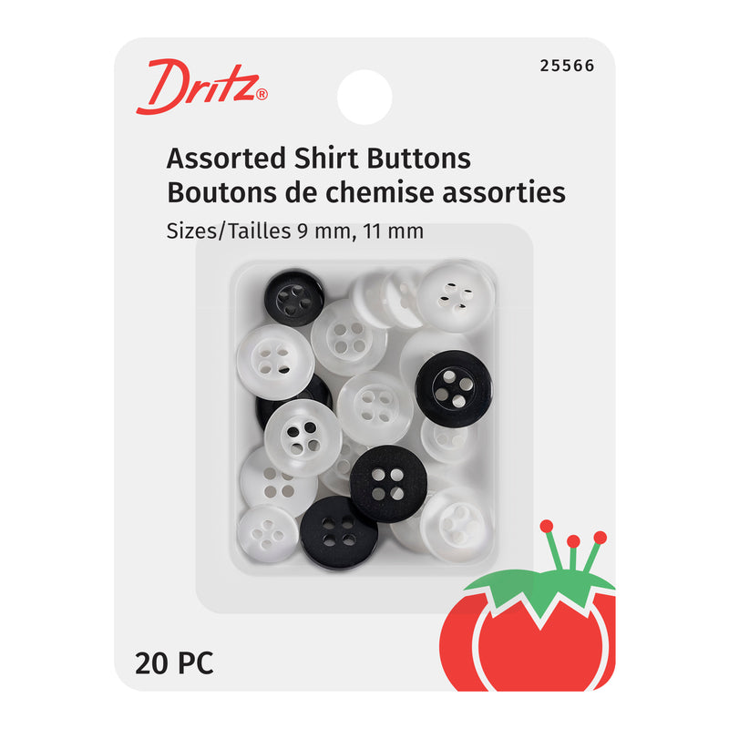 Load image into Gallery viewer, 25566|Dritz Shirt Buttons, Assorted, 9 &amp; 11mm, 20 PC
