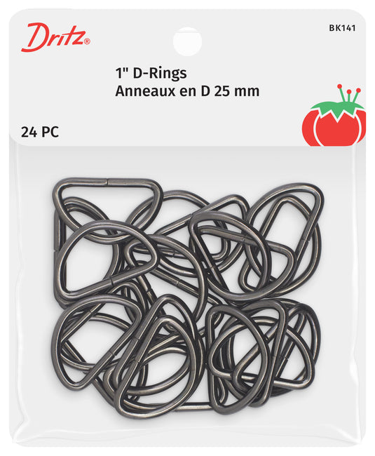 BK141|Dritz 1" D-Rings, Gunmetal, 24 pc