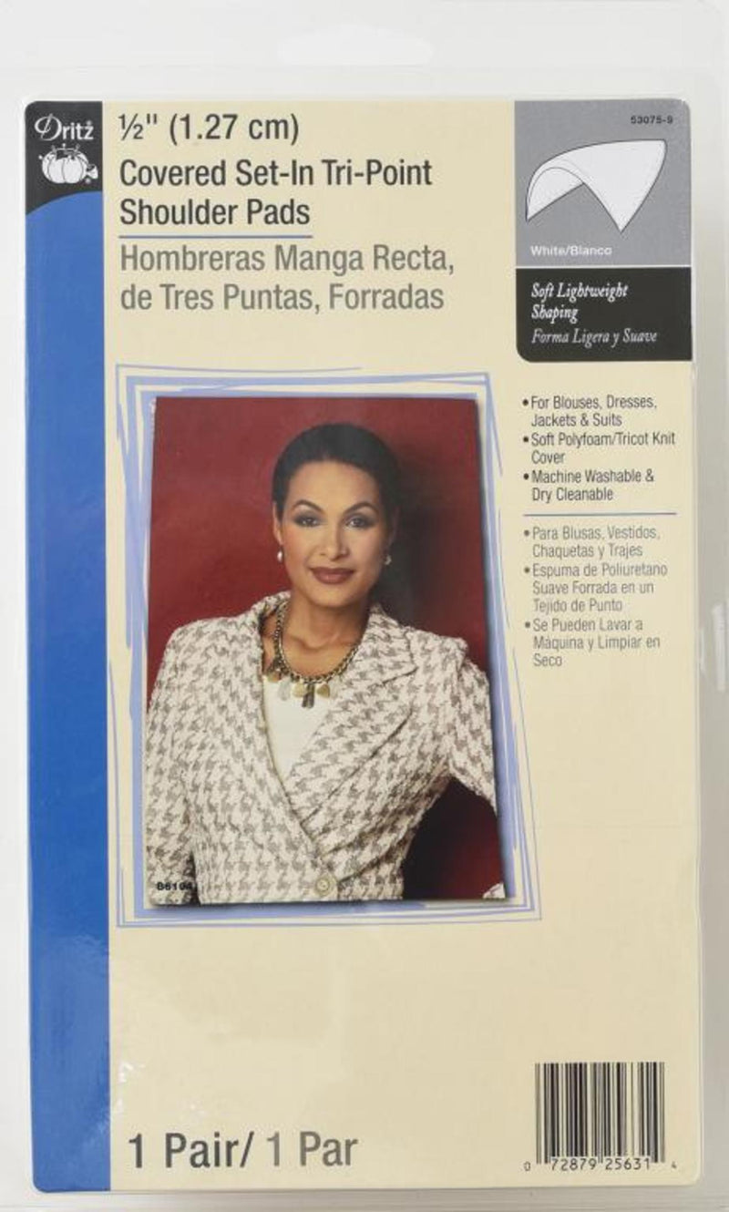 Cargue la imagen en el visor de la galería, 53075-9|Dritz 1/2" Covered Set-In Tri-Point Shoulder Pads, White