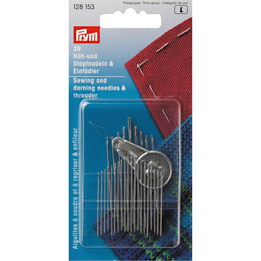 128153|Prym Darning Hand Needles & Threader, Assorted, 29 pc